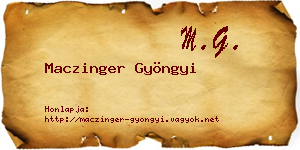 Maczinger Gyöngyi névjegykártya